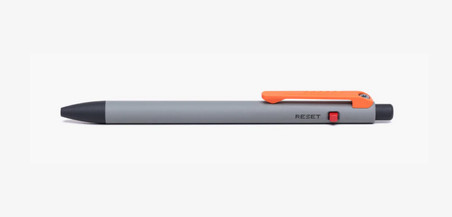 Tactile Turn Side Click Slim 8-Bit Pen Short, Titanium Cerakote, Orange/Red Accents, SLIMSCS8B