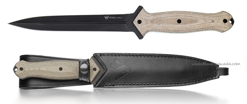 Steel Will Fervor Fixed Blade Knife, N690Co, Micarta, Leather Sheath, 1201