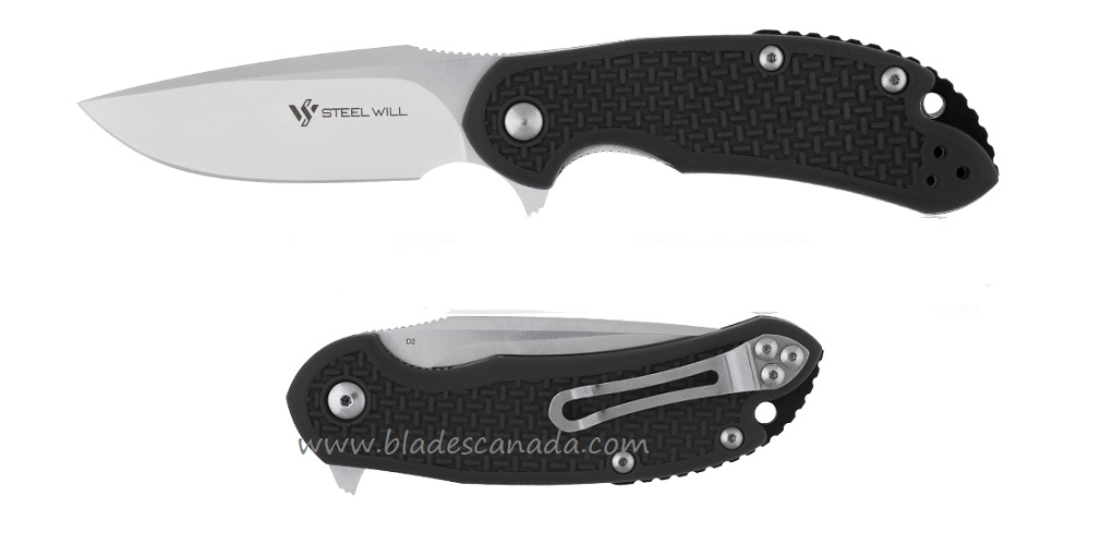 Steel Will Mini Cutjack Flipper Folding Knife, D2 Steel, FRN Black, C22M-1BK