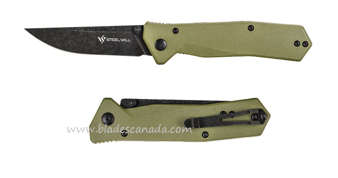 Steel Will Daitengu Folding Knife, D2 Black, G10 Green, F11-33 - Click Image to Close