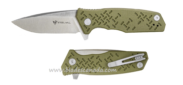 Steel Will Chabot Flipper Folding Knife, D2 Steel, G10 Green, F14-02 - Click Image to Close