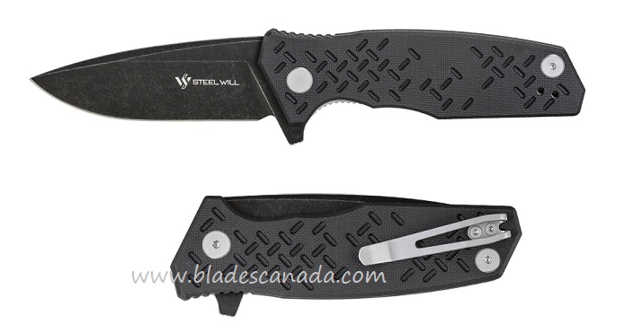 Steel Will Chabot Flipper Folding Knife, D2 Black SW, G10 Black, F14-04 - Click Image to Close