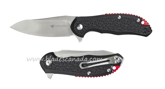 Steel Will Modus Flipper Folding Knife, D2 Steel, FRN Black/Red, F25-14