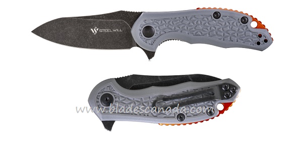 Steel Will Mini Modus Flipper Folding Knife, D2 Black SW, FRN Grey, F25M-19 - Click Image to Close