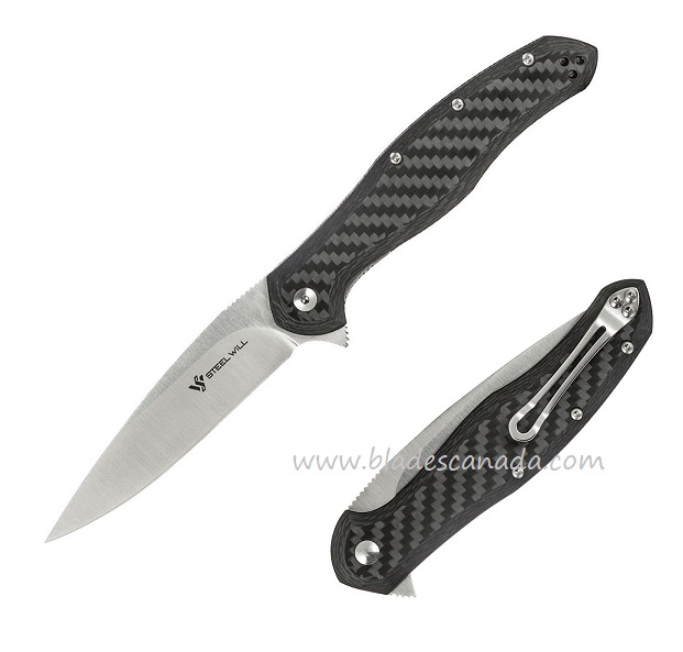 Steel Will Intrigue Flipper Folding Knife, M390, Carbon Fiber, F45-71 - Click Image to Close