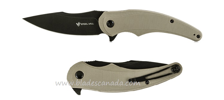 Steel Will Arcturus Flipper Folding Knife, D2 Black, G10 Tan, F55-06