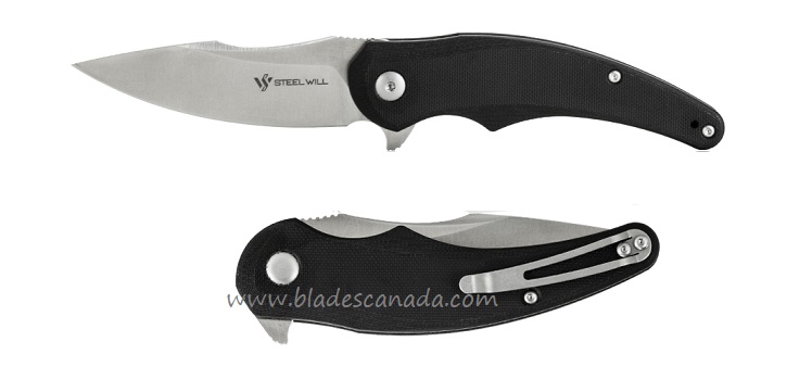 Steel Will Mini Arcturus Flipper Folding Knife, D2 Satin, G10 Black, F55M-01