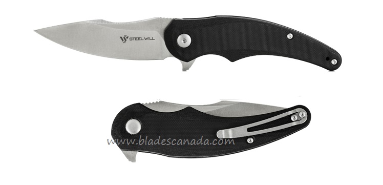 Steel Will Mini Arcturus Flipper Folding Knife, D2 Satin, G10 Black, F55M-01 - Click Image to Close