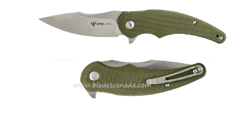 Steel Will Mini Arcturus Flipper Folding Knife, D2 Satin, G10 Green, F55M-02 - Click Image to Close