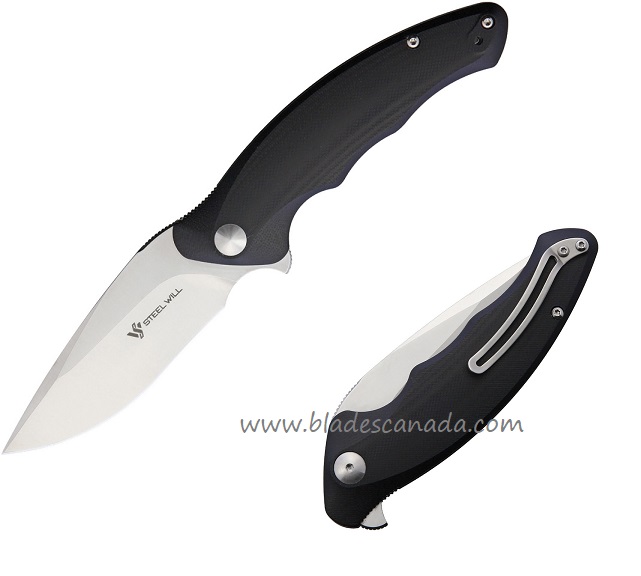 Steel Will Avior Flipper Folding Knife, D2 Satin, G10 Black, F62-10 - Click Image to Close