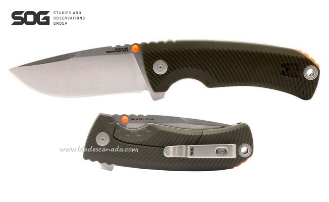 SOG Tellus FLK Framelock Folding Knife, 440 Steel, 14-06-01-43