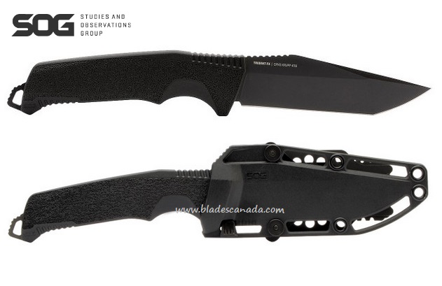 SOG Trident FX Blackout Fixed Blade Knife, 4116 Steel, 17-12-01-57