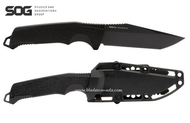 SOG Trident FX Blackout Fixed Blade Knife, 4116 Steel, 17-12-01-57