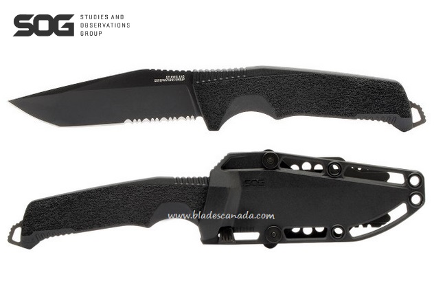 SOG Trident FX Blackout Fixed Blade Knife w/Serration, 4116 Steel, 17-12-02-57