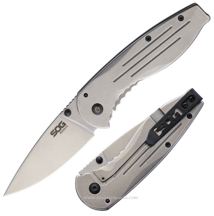 SOG Aegis Framelock Folding Knife, Stainless Steel, AE31 - Click Image to Close