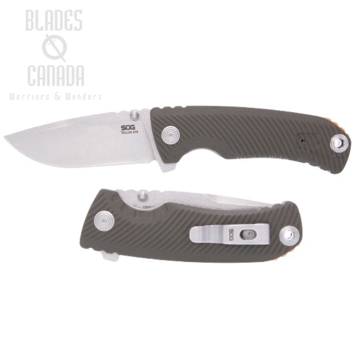 (image for) SOG Tellus ATK Assited Opening Folding Knife, 440C SW, GRN Olive Drab, 11-06-01-43