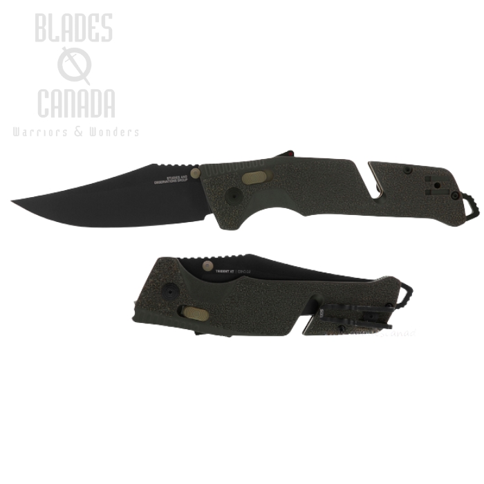 (image for) SOG Trident AT Folding Knife, Assisted Opening, D2 Black, GRN OD, 11-12-03-57