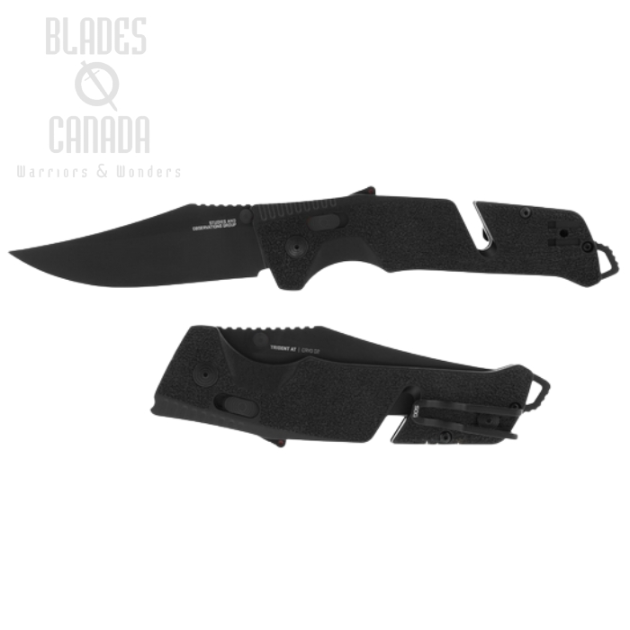 SOG Trident AT Folding Knife, Assisted Opening, D2 Blackout, GRN Black, 11-12-05-41 (image for) SOG Trident AT Folding Knife, Assisted Opening, D2 Blackout, GRN Black, 11-12-05-41
