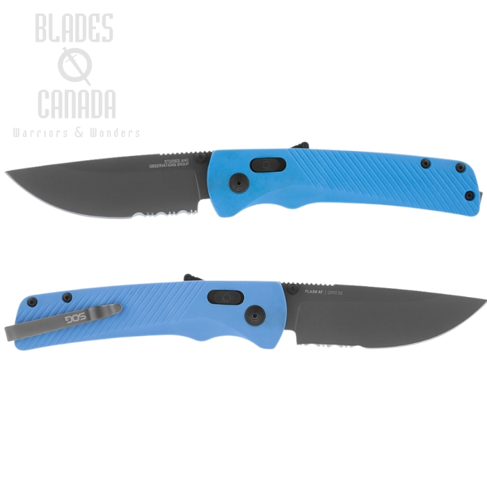 SOG Flash AT Folding Knife, D2 Serrated, Civic Cyan, 11-18-04-41 (image for) SOG Flash AT Folding Knife, D2 Serrated, Civic Cyan, 11-18-04-41