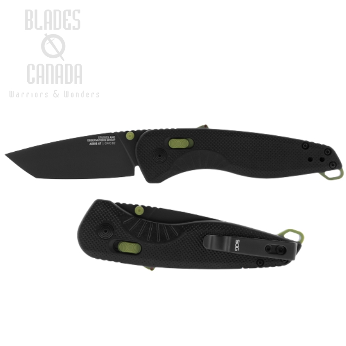 SOG Aegis AT Folding Knife, Assisted Opening, D2 Black, GRN Black/Moss, 11-41-09-41 (image for) SOG Aegis AT Folding Knife, Assisted Opening, D2 Black, GRN Black/Moss, 11-41-09-41