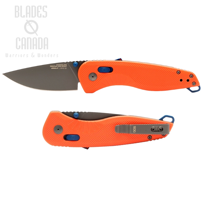 SOG Aegis AT Folding Knife, Assisted Opening, D2 Black, GRN Rescue Red/Dark Indigo, 11-41-10-41 (image for) SOG Aegis AT Folding Knife, Assisted Opening, D2 Black, GRN Rescue Red/Dark Indigo, 11-41-10-41