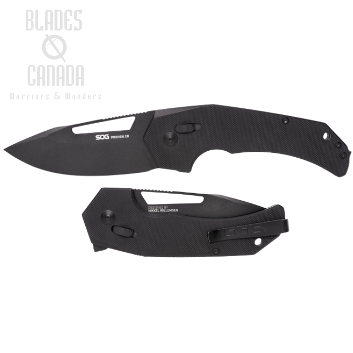 SOG Prohen XR Mikkel Collaboration Flipper Folding Knife, D2 Black, G10 Black, 12-25-01-57 (image for) SOG Prohen XR Mikkel Collaboration Flipper Folding Knife, D2 Black, G10 Black, 12-25-01-57