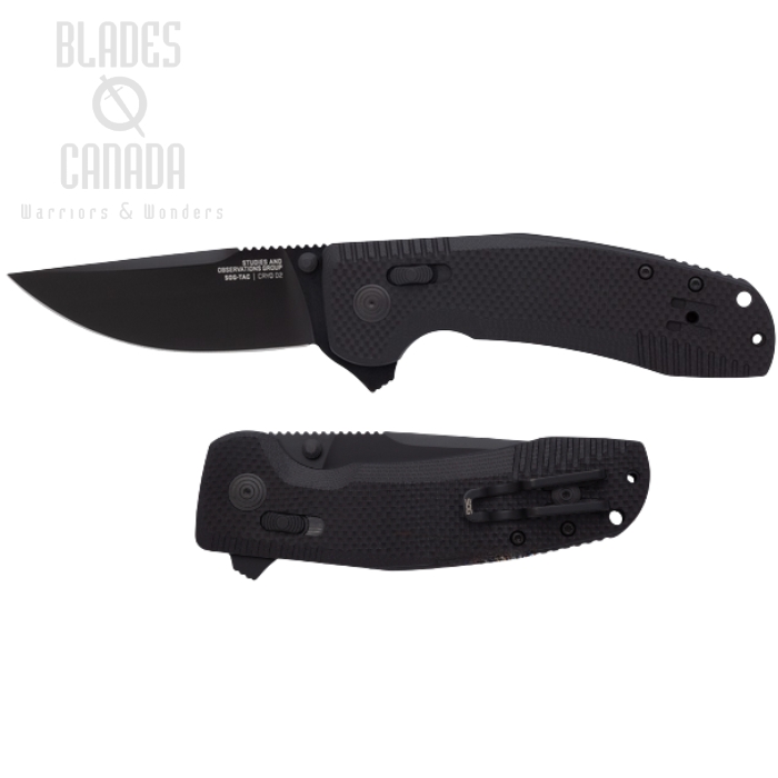 (image for) SOG Tac XR Flipper Folding Knife, D2 Black, G10 Black, 12-38-01-41