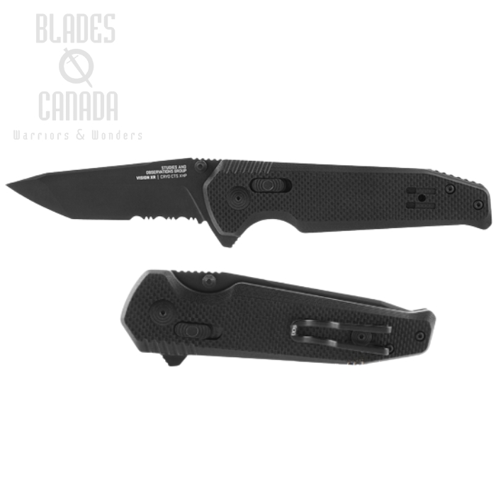 SOG Vision XR Flipper Folding Knife, CTS XHP Serrated, G10 Black, 12-57-02-57 (image for) SOG Vision XR Flipper Folding Knife, CTS XHP Serrated, G10 Black, 12-57-02-57