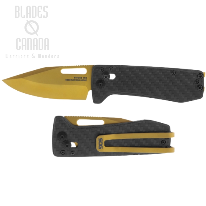 SOG Ultra XR Folding Knife, CPM S35VN Gold TiNi, Carbon Fiber, 12-63-02-57 (image for) SOG Ultra XR Folding Knife, CPM S35VN Gold TiNi, Carbon Fiber, 12-63-02-57