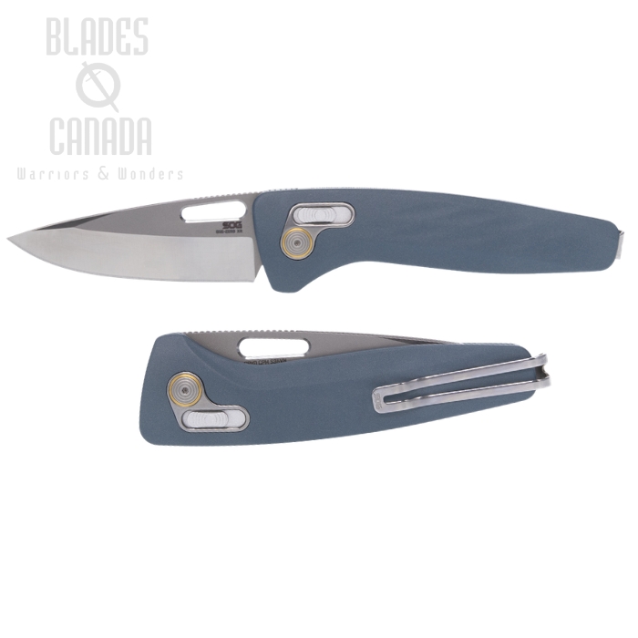 (image for) SOG One-Zero XR Flipper Folding Knife, CPM S35VN, Aluminum Smoke Gray/Chrome, 12-73-04-57