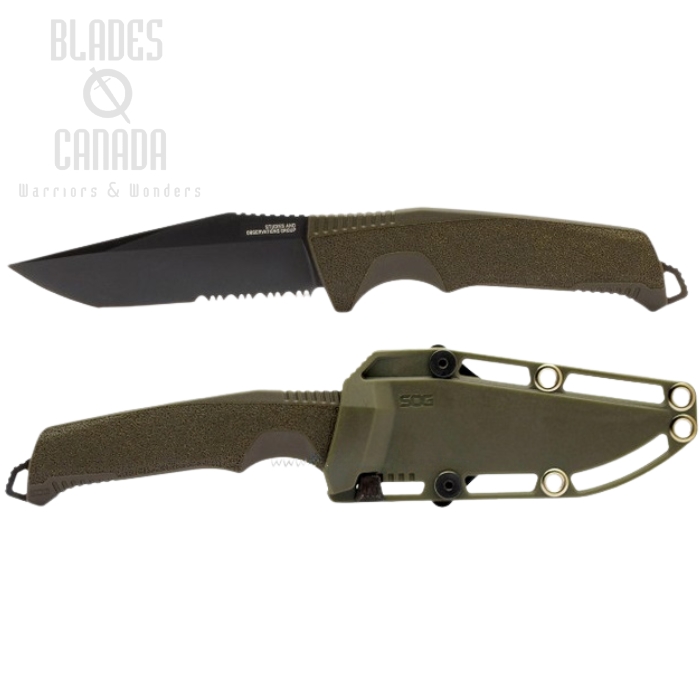 SOG Trident FX Fixed Blade Knife w/Serration, 4116 Steel, 17-12-04-57 (image for) SOG Trident FX Fixed Blade Knife w/Serration, 4116 Steel, 17-12-04-57
