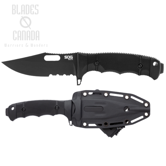 SOG Seal FX Fixed Blade Knife, CPM S35VN Partially Serrated, GRN Black, 17-21-01-57 (image for) SOG Seal FX Fixed Blade Knife, CPM S35VN Partially Serrated, GRN Black, 17-21-01-57