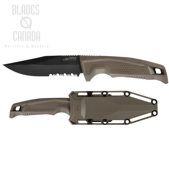 SOG Recondo FX Fixed Blade Knife, 440C Black Partially Serrated, FDE Handle, 17-22-04-57 (image for) SOG Recondo FX Fixed Blade Knife, 440C Black Partially Serrated, FDE Handle, 17-22-04-57