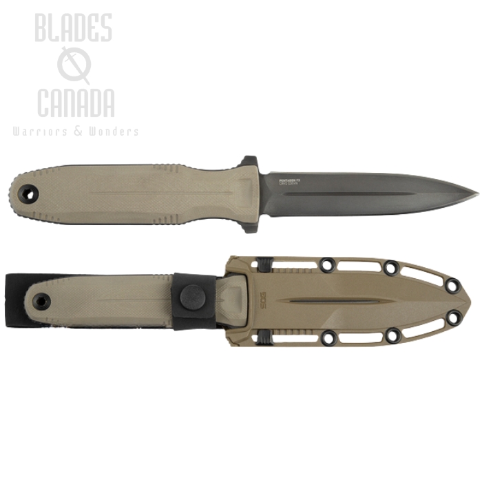 (image for) SOG Pentagon FX Fixed Blade Knife, S35VN Double Edge, G10 FDE, 17-61-02-57