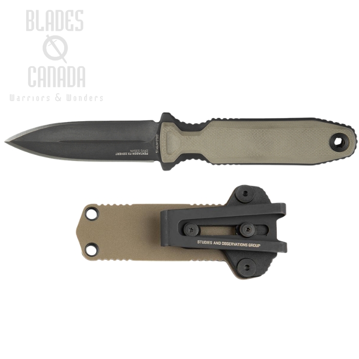 (image for) SOG Pentagon FX Covert FDE Fixed Blade Knife, S35VN, G10, 17-61-04-57
