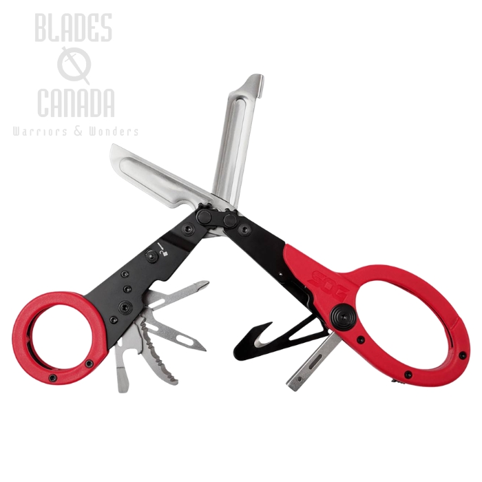 (image for) SOG Parashears Multitool, 11 Tools, Stainless/GRN Black & Red, 23-125-02-43