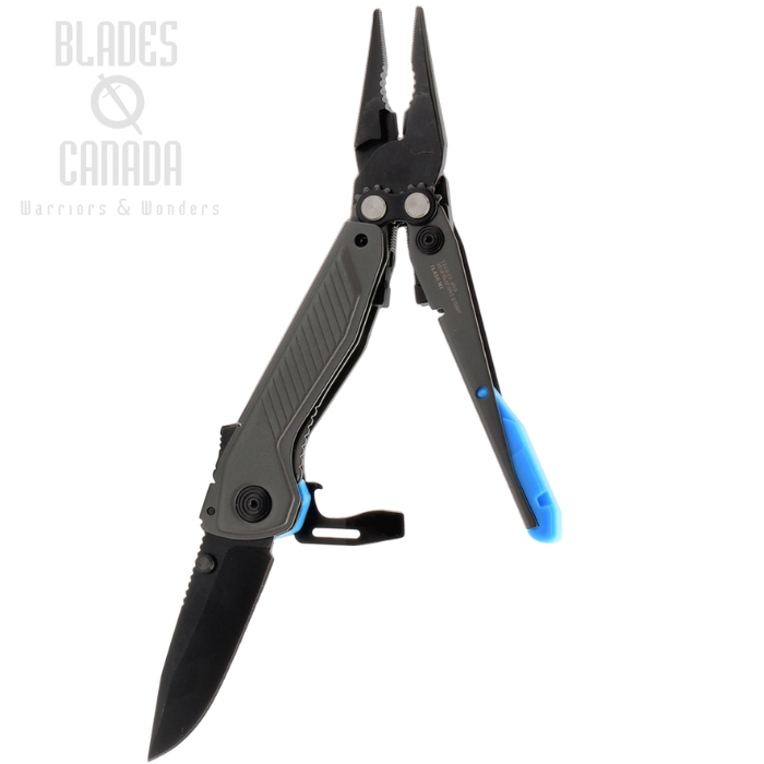(image for) SOG Flash MT Multi-Tool with Knife, D2 Steel, Gray/Cyan, 29-55-02-41