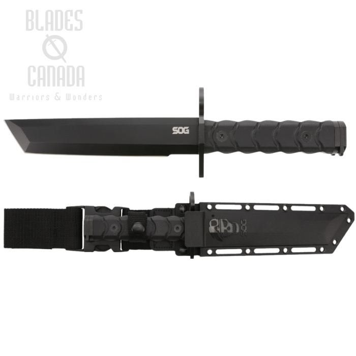 SOG BAR15T Bayonet Fixed Blade Knife, AUS8 Black Tanto, G10 Black, BY1001 (image for) SOG BAR15T Bayonet Fixed Blade Knife, AUS8 Black Tanto, G10 Black, BY1001
