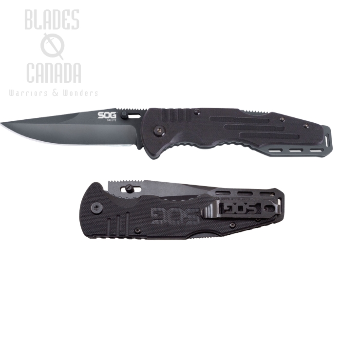 SOG Salute Folding Knife, Black Plain Edge, FF11 (image for) SOG Salute Folding Knife, Black Plain Edge, FF11