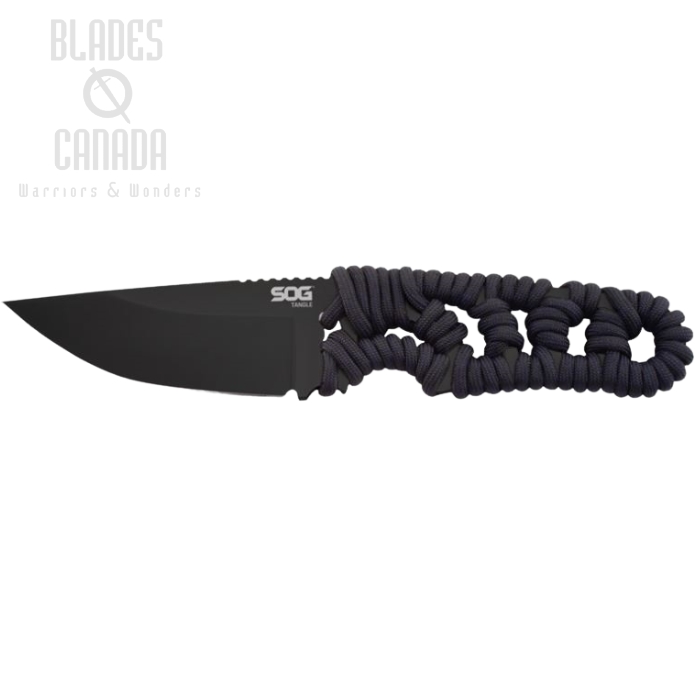 (image for) SOG Tangle Hardcased Black Fixed Blade Knife, Hard Sheath, FX32K