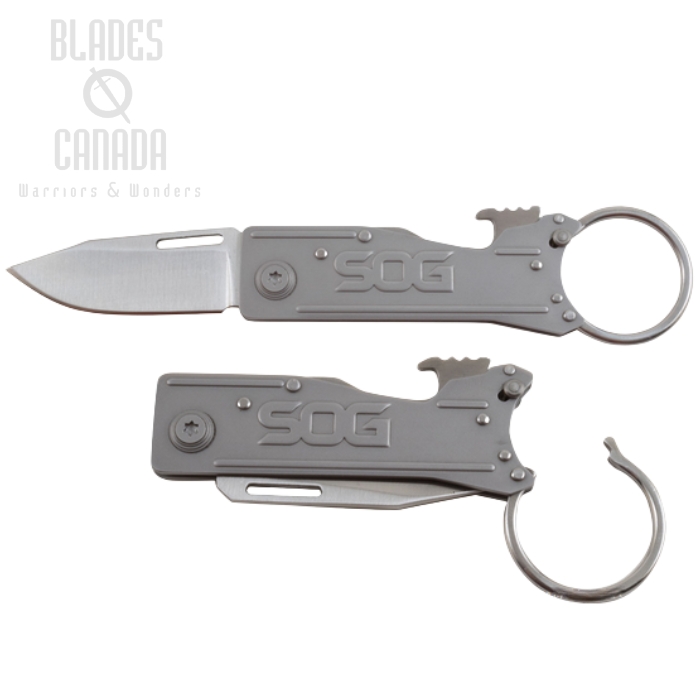 (image for) SOG Keytron Folding Keychain Knife, Stainless Steel, KT1001