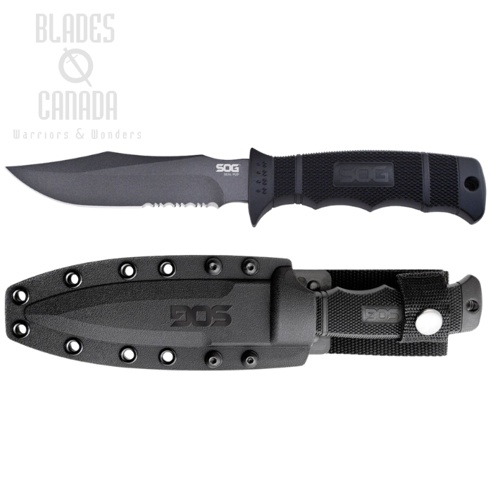 (image for) SOG Seal Pup Fixed Blade Knife, AUS 8, GRN Black, Nylon Sheath, M37K