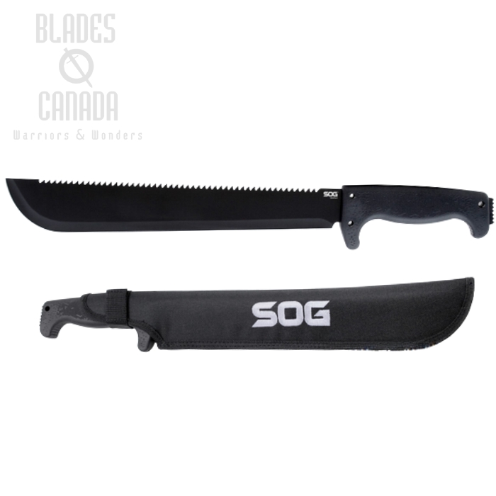 (image for) SOG Safari Machete Knife, 13" Blade, Kraton Black, Nylon Sheath, MC01-N