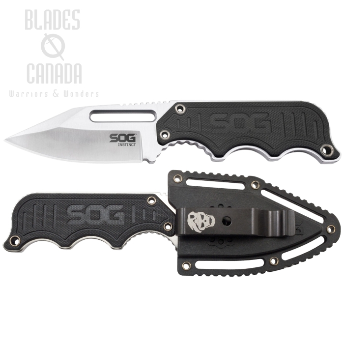 (image for) SOG Instinct Fixed Blade Knife, G10 Black, Nylon Sheath, NB1012