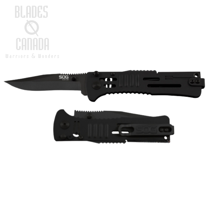 (image for) SOG Slimjim Folding Knife, Assisted Opening, AUS 8 Black, Steel Black, SJ32