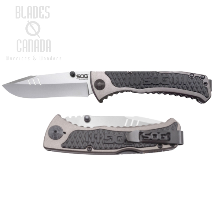 SOG Sideswipe Folding Knife, Clip Point Blade, Aluminum/GRN, SW1011 (image for) SOG Sideswipe Folding Knife, Clip Point Blade, Aluminum/GRN, SW1011