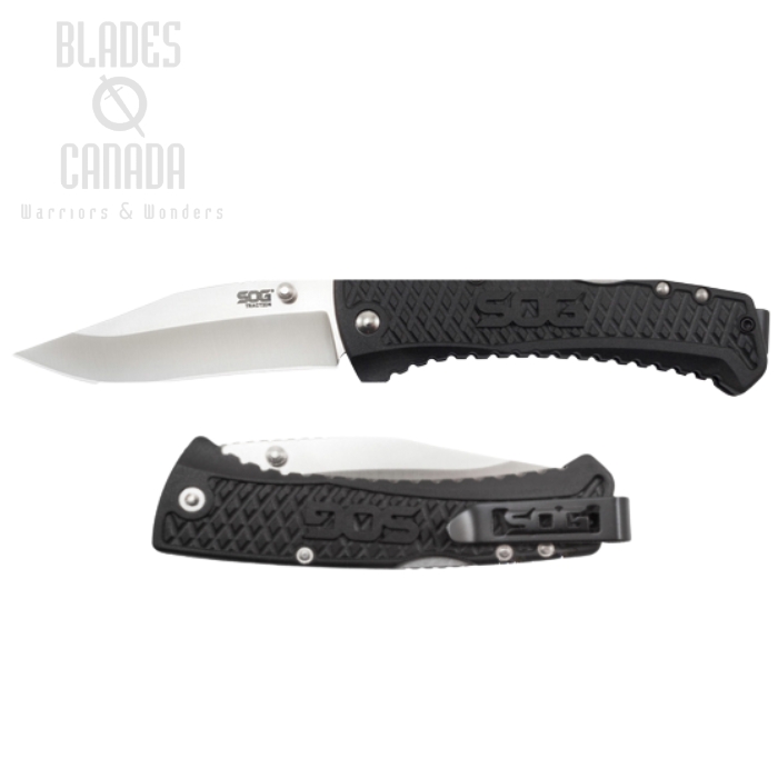 (image for) SOG Traction Folding Knife, Clip Point Blade, GRN Black, TD1011