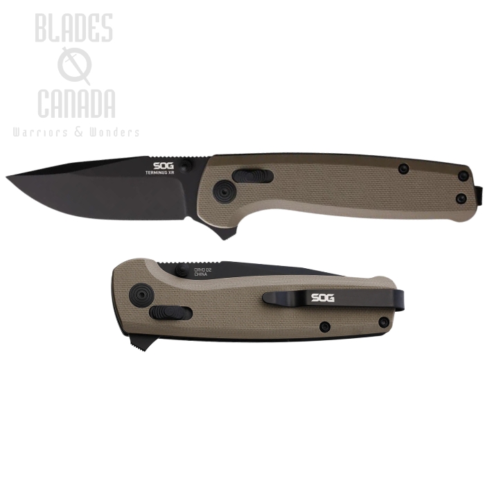 (image for) SOG Terminus XR-Lock Flipper Folding Knife, D2 Black, G10 Tan, TM1048-BX