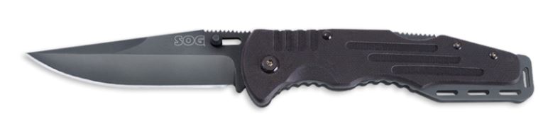 SOG Salute Folding Knife, Black Plain Edge, FF11 - Click Image to Close