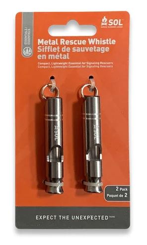 Survive Outdoors Longer SOL Metal Rescue Whistle [Set of 2]